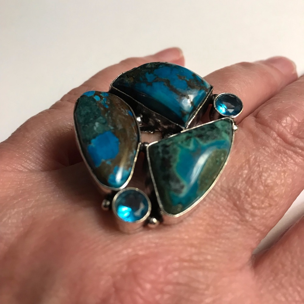 Turquoise Blue Topaz 925 Sterling Silver Ring